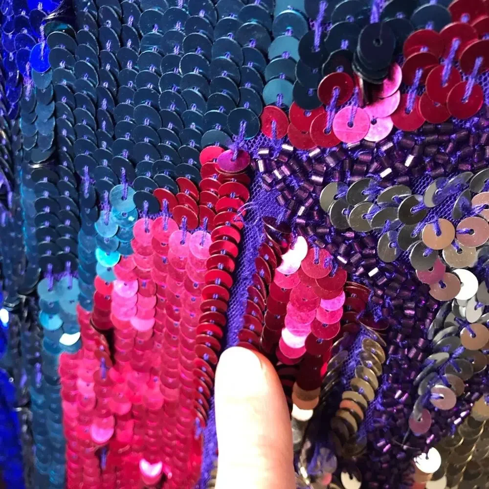 Nasty Gal sequin star heart mini blue pink sequin sleeveless dress size 14